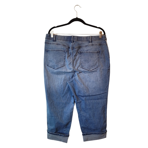 J. Jill Medium Wash Denim Raw Edge Cuffed Capri Jeans Women's Size 18p - Picture 2 of 7